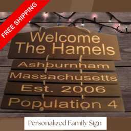 Personalized Wooden Family Wall Hanging - Custom Name Sign - thumbnail 1