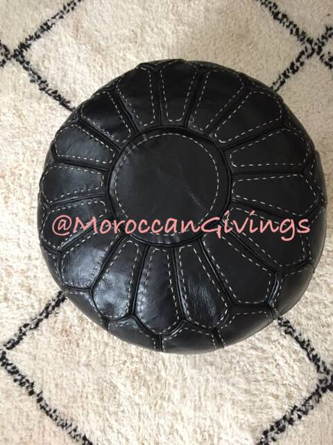 stuffed Moroccan Pouf/Floor Cushions Footstool Berber Pouf Ottoman Leather - image 1