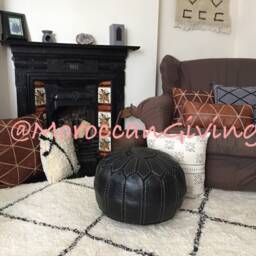 stuffed Moroccan Pouf/Floor Cushions Footstool Berber Pouf Ottoman Leather - thumbnail 4