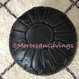stuffed Moroccan Pouf/Floor Cushions Footstool Berber Pouf Ottoman Leather - thumbnail 3
