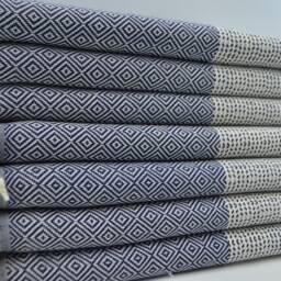"Navy Blue Towel, Bohemian Towel, Turkish Towel, Peshtemal Towel, Diamond Towel, 40""x67" - thumbnail 3