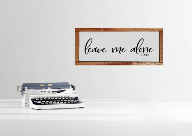 Leave Me Alone Thanks Farmhouse Style Wood Sign, Home Office Welcome, Bathroom Wall Decor, Gift For Mom Or Wife, Go Away Welcome Sign - image 1