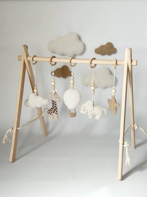 Boucle Safari Baby Gym Handmade Wooden Frame, Sensory Toys - image 1
