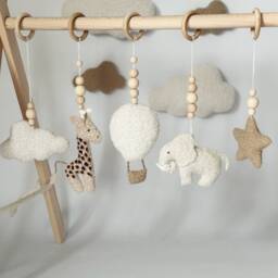 Boucle Safari Baby Gym Handmade Wooden Frame, Sensory Toys - thumbnail 2