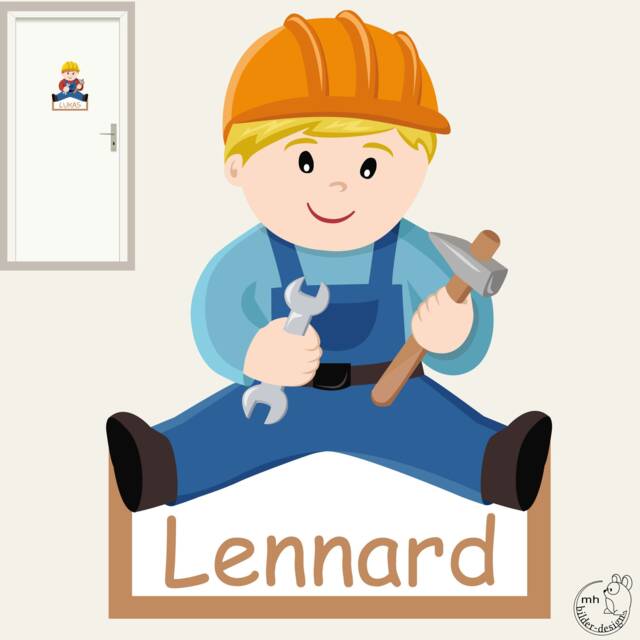 "Wall Sticker ""Construction Worker Door Sign" - image 1