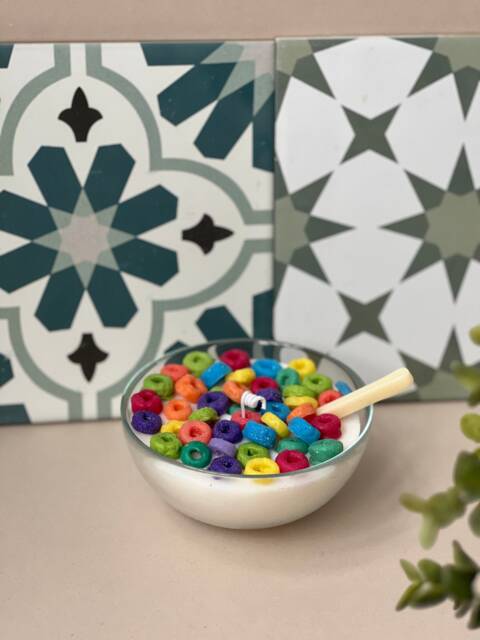 Fruit Loops Cereal Candle Unique Fake Food Realistic Gift - image 1