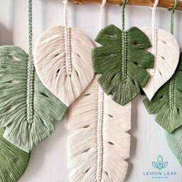 Monstera Leaf Macrame Wall Hanging Boho Art - thumbnail 3