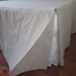 Split Corner Turkish Linen Bedspread, Box Pleated Skirted Coverlet - thumbnail 3