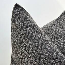 Gray Black Woven Pillow Cover Textured Linen Geometric Cushion - All Duties Paid Usa - thumbnail 2