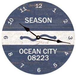 Customizable Beach Badge Clock - Coastal Lake House Decor - thumbnail 1