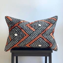 Velvet Ikat Pillow Cover African Zulu - Decorative Cushion For Sofa Or Bed - thumbnail 1