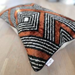 Velvet Ikat Pillow Cover African Zulu - Decorative Cushion For Sofa Or Bed - thumbnail 2