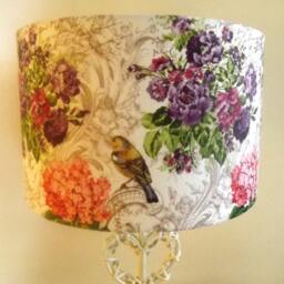 Floral Victorian Lampshade Shabby Chic Birds Fatta Da Mamma Free Gift - thumbnail 3