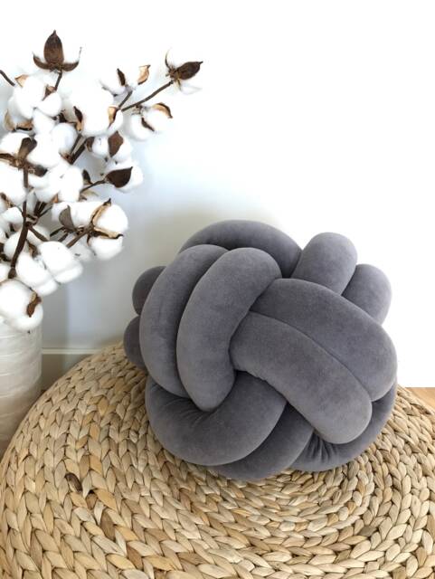 Gray Knot Cushion, Scandinavian Minimalist Design Reversible Pillow 2In1 - image 1