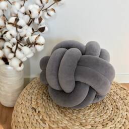 Gray Knot Cushion, Scandinavian Minimalist Design Reversible Pillow 2In1 - thumbnail 2