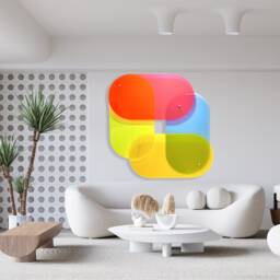 "Large Fluorescent Acrylic Wall Art 80S Neon Pop Sculpture - 60"" X 60" - thumbnail 2