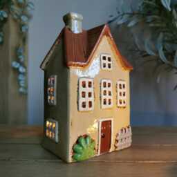 Ceramic House Tealight Holder, Cottage Ornament With Picket Fence - thumbnail 2