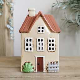 Ceramic House Tealight Holder, Cottage Ornament With Picket Fence - thumbnail 3
