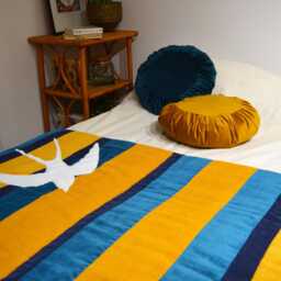 Bed Throw 100x220cm - Handmade in France Corduroy Patchwork - thumbnail 2