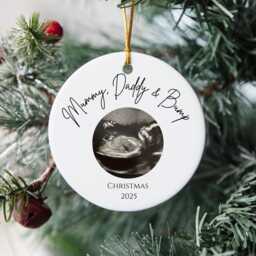 Pregnancy Scan Ceramic Bauble/Baby Bauble, Announcement Bauble/Photo On A Bauble Keepsake - thumbnail 2