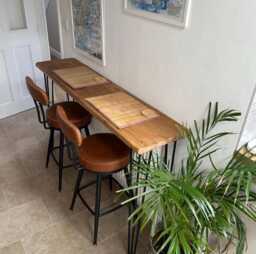 Dining Table, High Breakfast Bar With Hairpin Legs, Coffee Sofa Station Unit, Office Desk, Vanity Unit - thumbnail 1