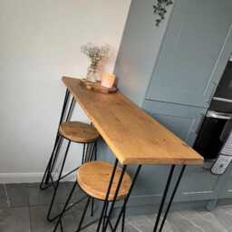 Dining Table, High Breakfast Bar With Hairpin Legs, Coffee Sofa Station Unit, Office Desk, Vanity Unit - thumbnail 4