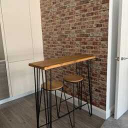 Dining Table, High Breakfast Bar With Hairpin Legs, Coffee Sofa Station Unit, Office Desk, Vanity Unit - thumbnail 2