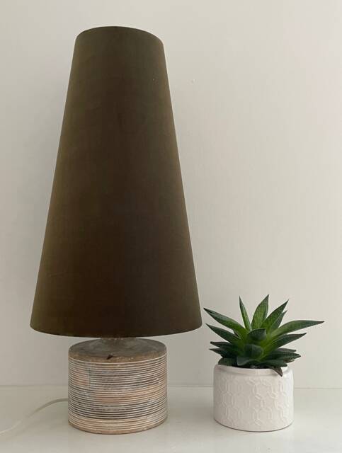 Olive Green Velvet Extra Tall Tapered Cone Lampshade - image 1
