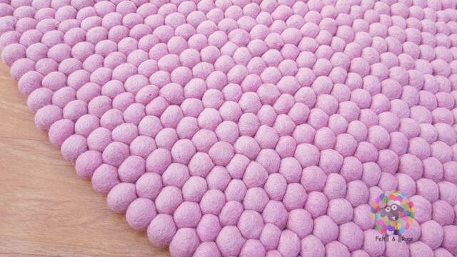 Handmade Wool Felt Ball Rug Baby Pink Nursery Decor - image 1