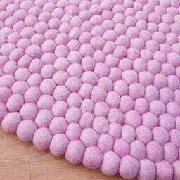 Handmade Wool Felt Ball Rug Baby Pink Nursery Decor - thumbnail 3