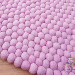 Handmade Wool Felt Ball Rug Baby Pink Nursery Decor - thumbnail 2