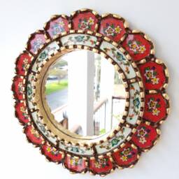 "Peruvian Mirrors ""Harmoniosa 30cm Red" - thumbnail 1