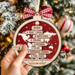 Personalized Road Trip Vacation Christmas Ornament, Custom Traveling Destination Cruise Travel Adventure Gift - thumbnail 2