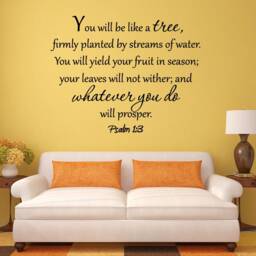 You Will Be Like A Tree Firmly Planted By Streams Of Water Psalm 13 Decal Bible Vinyl Wall Art Scripture Prosper Vwaq-30644 - thumbnail 1
