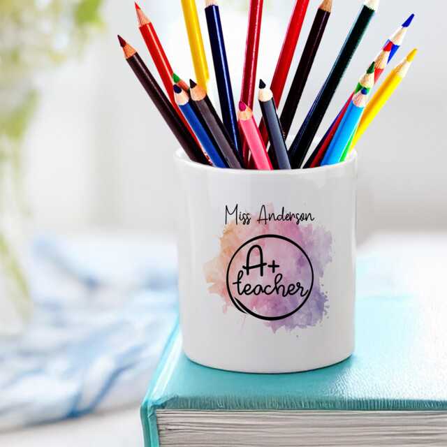Personalised A+ Teacher Design Pencil Storage Ceramic Pot - image 1