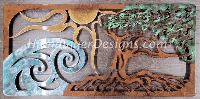 Ocean Metal Wall Art - Copper Verdigris - image 1