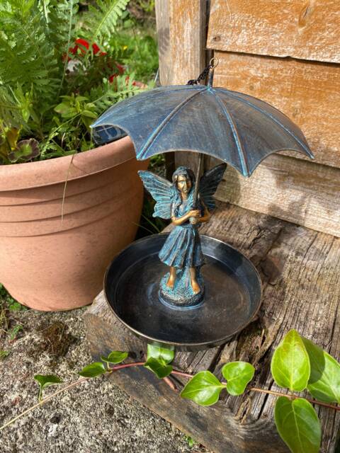 Metal Bird Feeder Hanging Fairy Feeding Display Wildlife Gift Garden Decor Distressed Decoration - image 1