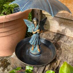 Metal Bird Feeder Hanging Fairy Feeding Display Wildlife Gift Garden Decor Distressed Decoration - thumbnail 2