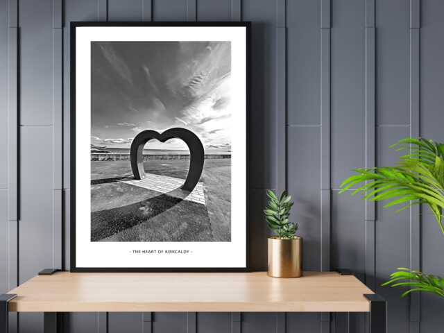 Heart Of Kirkcaldy - Black & White - Abstract Art Local Wall Print Gift Idea Bespoke Poster A5 A4 A3 Framed Or Unframed - image 1