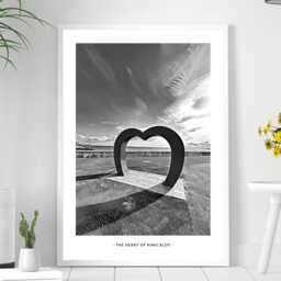 Heart Of Kirkcaldy - Black & White - Abstract Art Local Wall Print Gift Idea Bespoke Poster A5 A4 A3 Framed Or Unframed - thumbnail 2