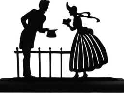 Mid-Century Couple Silhouette Decoration - Handmade Wooden Table, Cake, Or Desk Display - Cpl1 - thumbnail 1