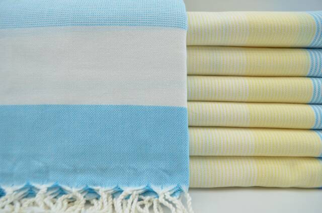 "Turquoise & Yellow Towel, Bohemian Towel, Ultra Soft Towel, Turkish Towel, 40""x67" - image 1