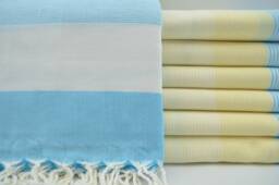 "Turquoise & Yellow Towel, Bohemian Towel, Ultra Soft Towel, Turkish Towel, 40""x67" - thumbnail 1