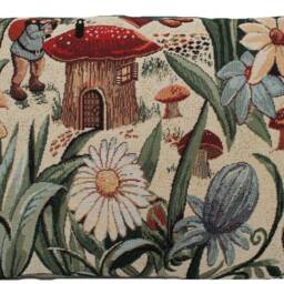 Gnome Garden Woven Cushion Cover Floral Mushroom Pillow - thumbnail 4