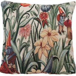Gnome Garden Woven Cushion Cover Floral Mushroom Pillow - thumbnail 3