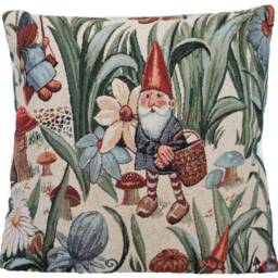 Gnome Garden Woven Cushion Cover Floral Mushroom Pillow - thumbnail 2