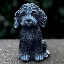 Stone Poodle Sculpture Concrete Dog Statue Outdoor Pet Decoration Handmade Poodle Ornament Lover Gift Front Door Yard Art - thumbnail 3