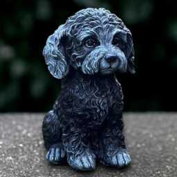 Stone Poodle Sculpture Concrete Dog Statue Outdoor Pet Decoration Handmade Poodle Ornament Lover Gift Front Door Yard Art - thumbnail 2