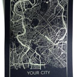 City Map Print, Silver Foil Poster, Contemporary Wall Art, Modern Room Decor, Handmade Gold Gift Idea, City Artwork - thumbnail 2