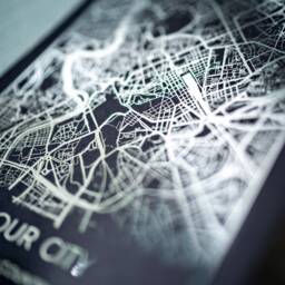 City Map Print, Silver Foil Poster, Contemporary Wall Art, Modern Room Decor, Handmade Gold Gift Idea, City Artwork - thumbnail 3